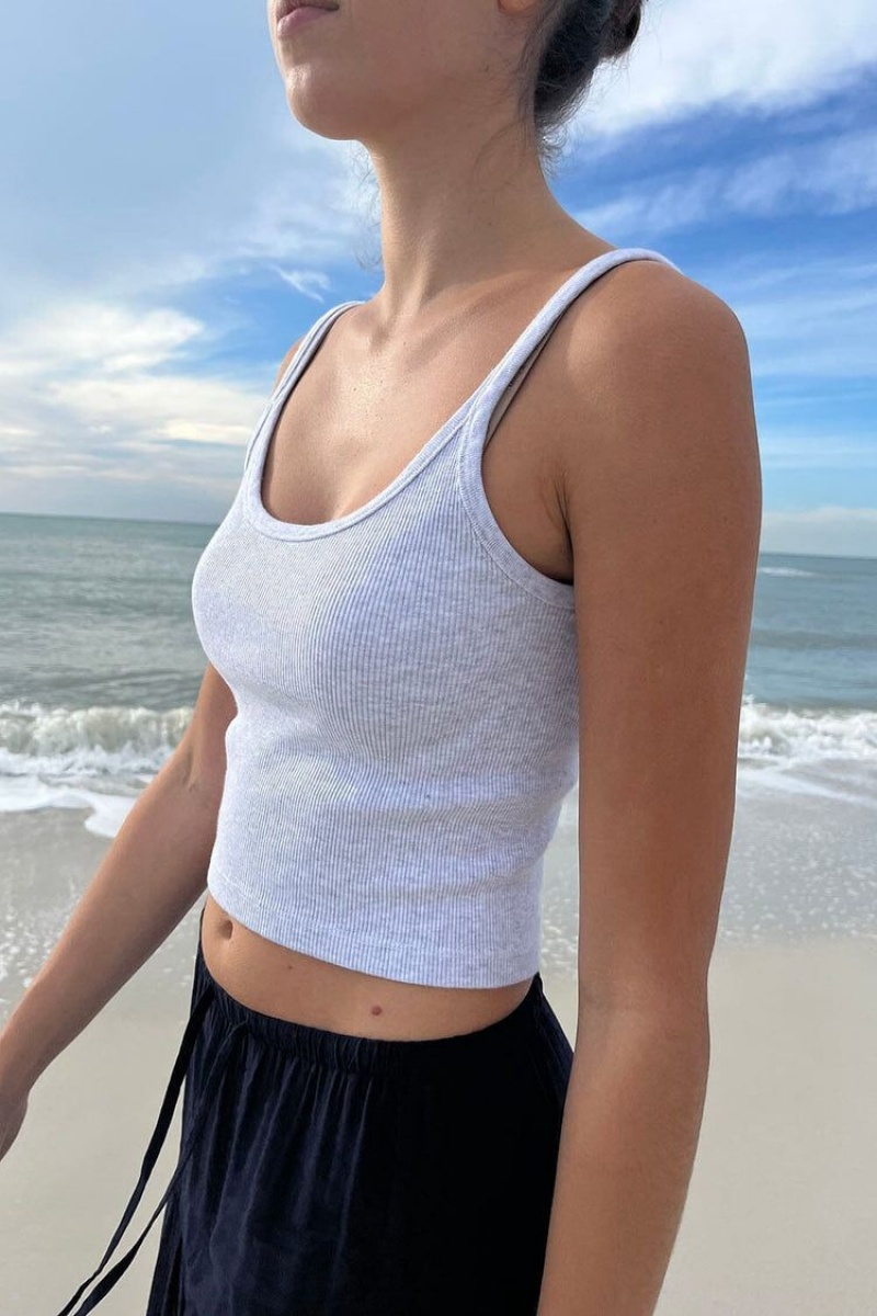 Debardeur Brandy Melville Beyonca Crop Grise Clair | UUO-99180781